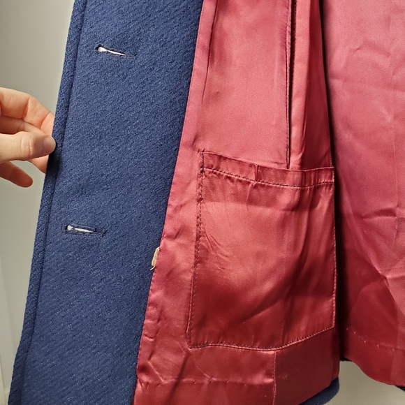 *RARE* Vintage 1970's Pendleton Navy Blue Virgin Wool Poncho Cape - Picture 4 of 8